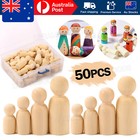 50Pcs Unfinished Wooden Peg Doll Bodies People Shapes For DIY Arts Crafts Making