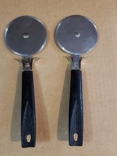 2 Vintage EKCO USA Stainless Steel Pizza Wheel Cutters LOT Slicer Made in USA (D