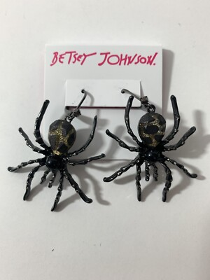 Boucles D'oreilles Pendantes Betsey Johnson Neuves Avec étiquettes - Motif Singes, Strass, Fermoir Leverback