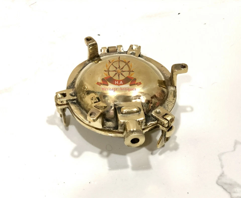 Mini Solid Brass Industrial Marine Ship Deck Wall Light - Picked Polished - Image 4 of 4