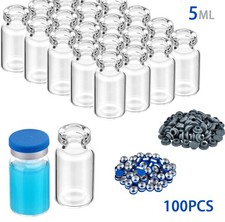 100PCS 5ml Glass Vials Clear Headspace Vials Sample Vials Lab Vials with Caps