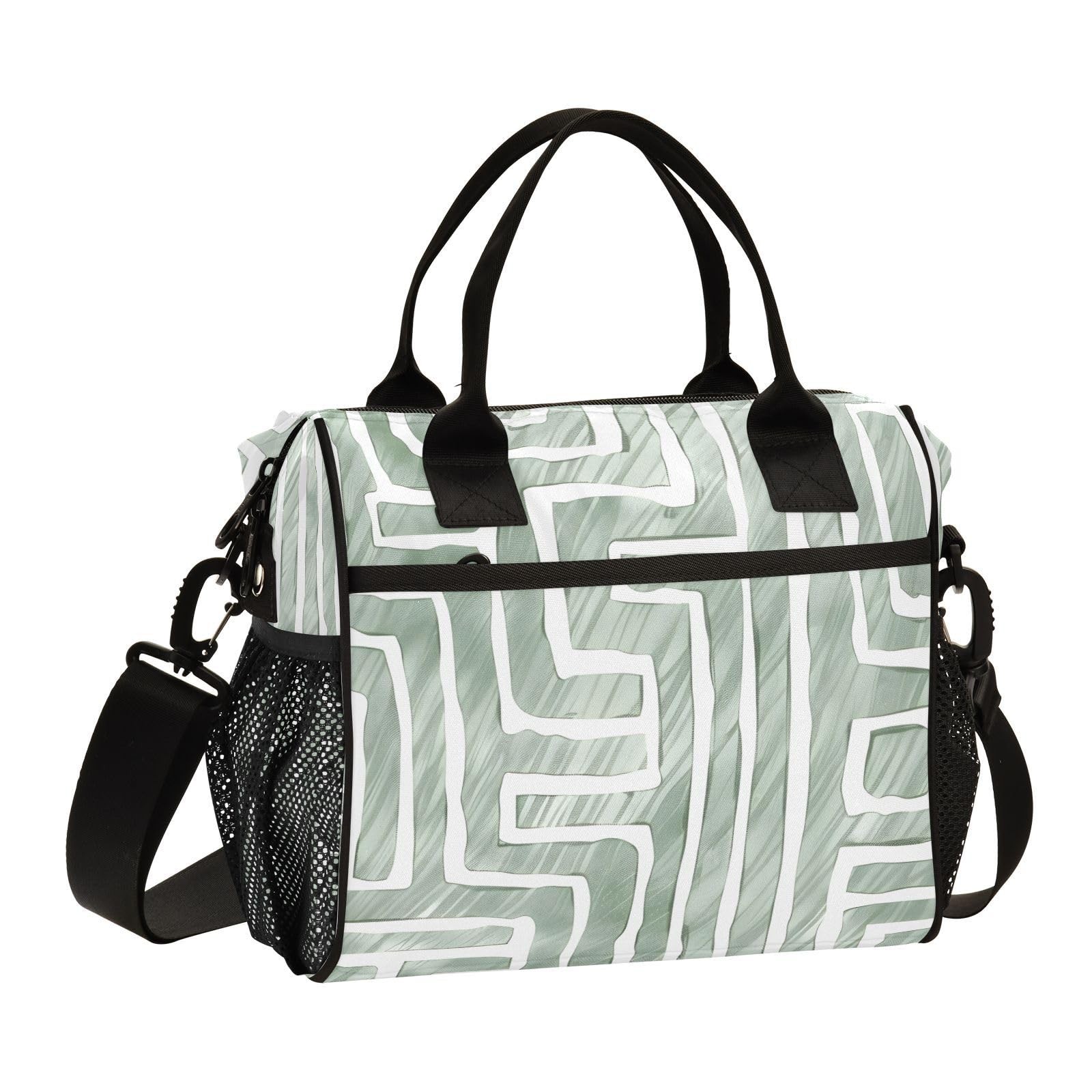 Insulated Labyrinth Lunch Tote Bag for Women Wide Opening Reusable Cooler Handbag