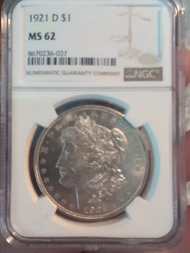 1921 D MORGAN DOLLAR NGC MS 62 122