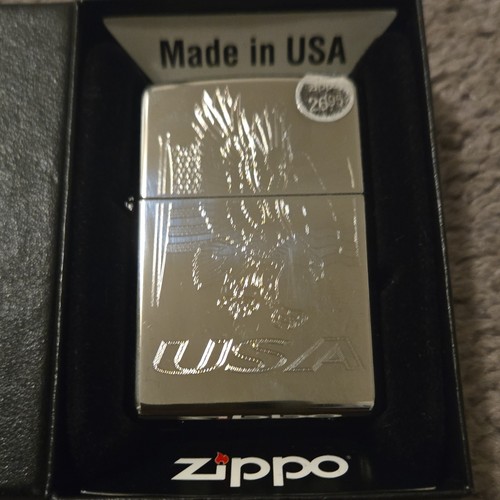 Zippo USA Eagle Design Lighter Made in USA Flags & Patriotic Theme with Box