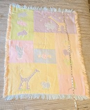 Vintage Carter's John Lennon Real Love Woven Cotton Baby Blanket Pastel Fringe