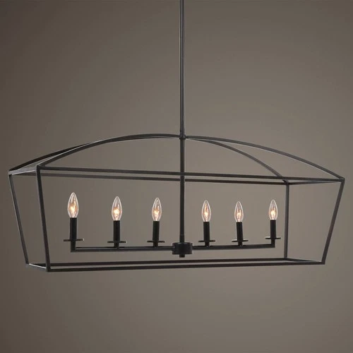 Bronze Linear Pendant Chandelier 42" Farmhouse 6-Light Fixture Kitchen Island - Picture 6 of 6