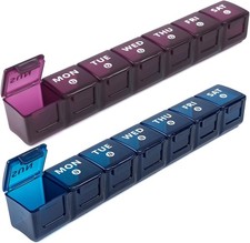 2-Pack Weekly Large Pill Organizer, 7 Day AM PM Pill Case, 14 Day XL Organizer
