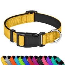PWOD Reflective Dog Collar Adjustable Soft Neoprene Padded Nylon Pet Collars ...