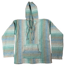 Vel-Mex Baja Hoodie Large Mexican Drug Rug Pullover Striped Unisex