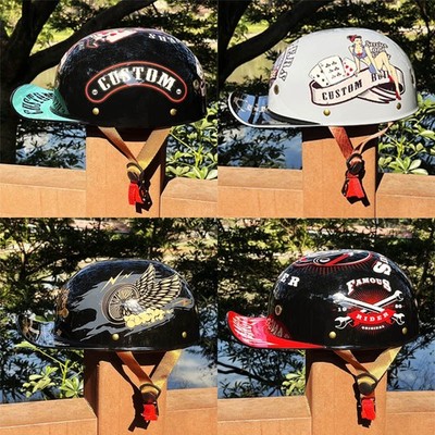 Retro Baseball Cap Open Face Motorcycle Half Helmet Aldult Moped Jet Helmet DOT