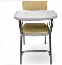 MCM Cosco High Chair Metal Tray Adjustable Yellow Seat Retro Floral