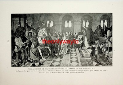 AUFNAHME VON SIR TRISTRAM AN DIE TISCHRUNDE, Buchillustration (Druck), um 1920