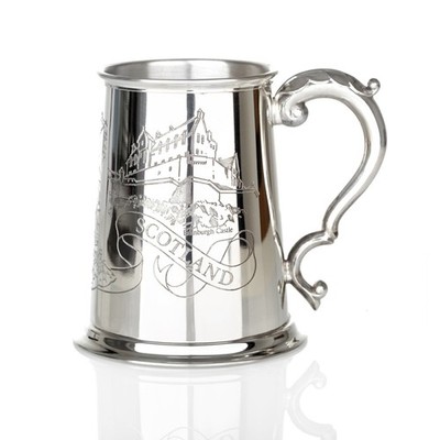 Polierter 1 Pint Bierkrug mit schottischen Motiven - Edinburgh Castle, Eilean Do
