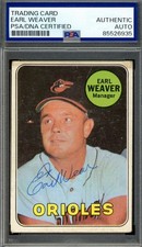Earl Weaver PSA DNA  Vintage Signed 1969 Topps Rookie Autograph