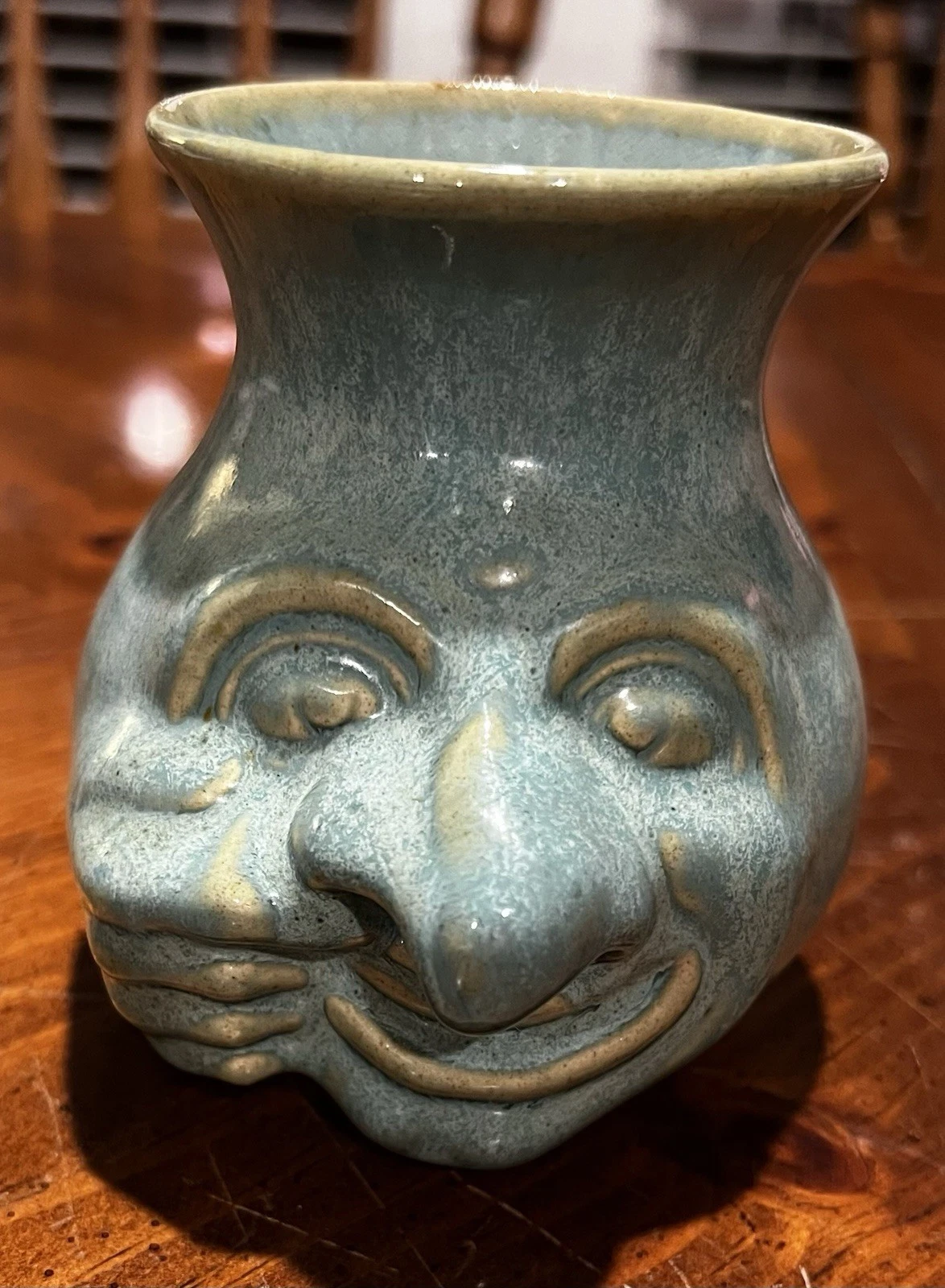 VTG Pottery Boogerboy Boris Egg Separator Ceramic Face Green Glaze Maine Artisan