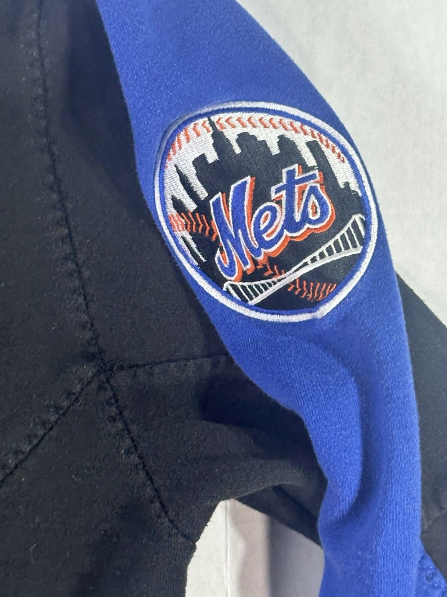 Majestic NY Mets Hoodie Pullover Black Blue MLB Baseball Hooded
