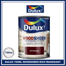 Dulux Woodsheen Rich Mahogany 750ml Wood Stain Varnish Int/Ext Satin Finish