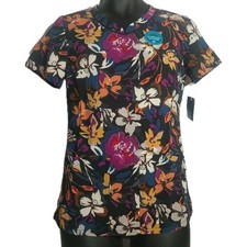 Artful Blooms Cherokee Scrub Top Women's Size Extra Small XS CK678 ARBM New NWTS