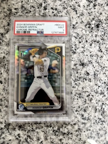 Bowman Draft Chrome Refractor Rookie Konnor Griffin #BDC22 PSA 9 Pirates 2024