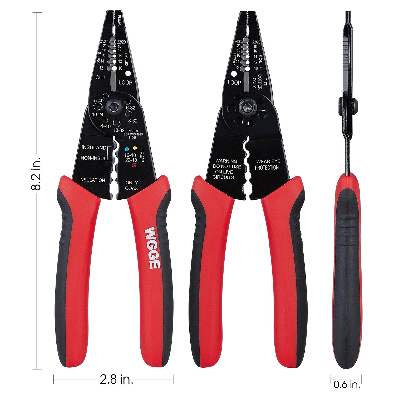 WGGE WG-015 Professional 8-inch Wire Stripper/wire crimping tool Wire Cutter ...