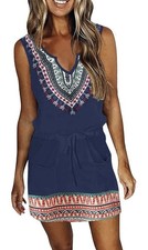 SAUKOLE Womens Size Small Sleeveless T-Shirt Dress Short Summer Dress w Pockets