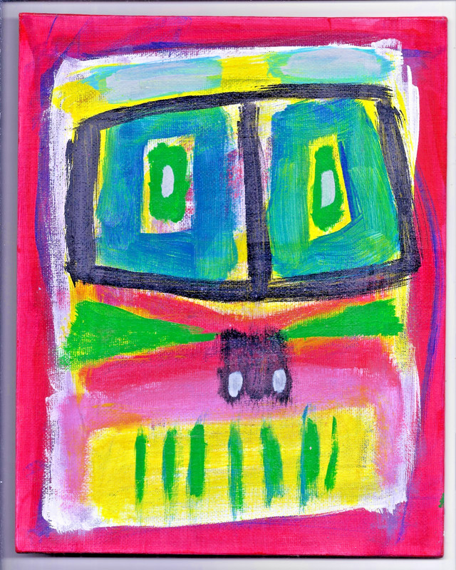 GREEDY EYES - Painting 8X10 OOAK Abstract Dada Surrealism Wealth Money Power