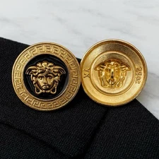 Versace Medusa Gold Black Metal Buttons – Set of 9 (25 mm / 1 inch)