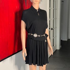 GIANNI VERSACE mini dress w/ Medusa & Safety Pin chain belt sz 40 from S/S 1994