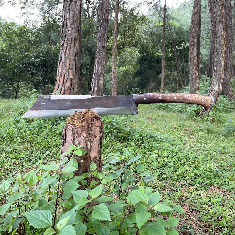 Custom Handmade Carbon Steel Blade Thamserku Machete Sword|Hunting Sword Camping