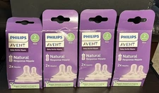 4 2 Pk. PHILIPS AVENT NATURAL RESPONSE NIPPLE SLOW (2) FLOW BABY BOTTLE NIPPLES