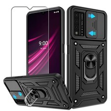 for T-Mobile Revvl V Plus 5G Case with HD Screen Protector Slide Black