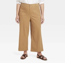 Ava  Viv Pants Women  s Size 24 Brown High-Rise Cropped Wide Leg New