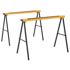 Klappbarer Arbeitsbock Metall S&auml;gebock 2er Set Gelb 99,5x50x76cm