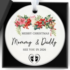 Christmas Ornaments Pregnant Announcement Expecting Baby Ornament 2025 Mom...