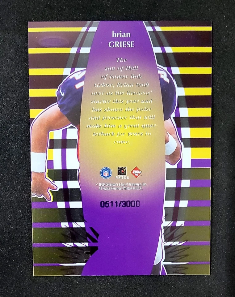 1999 Collector's Edge Masters #M9 Brian Griese Majestic #/3000 - Image 2 of 2