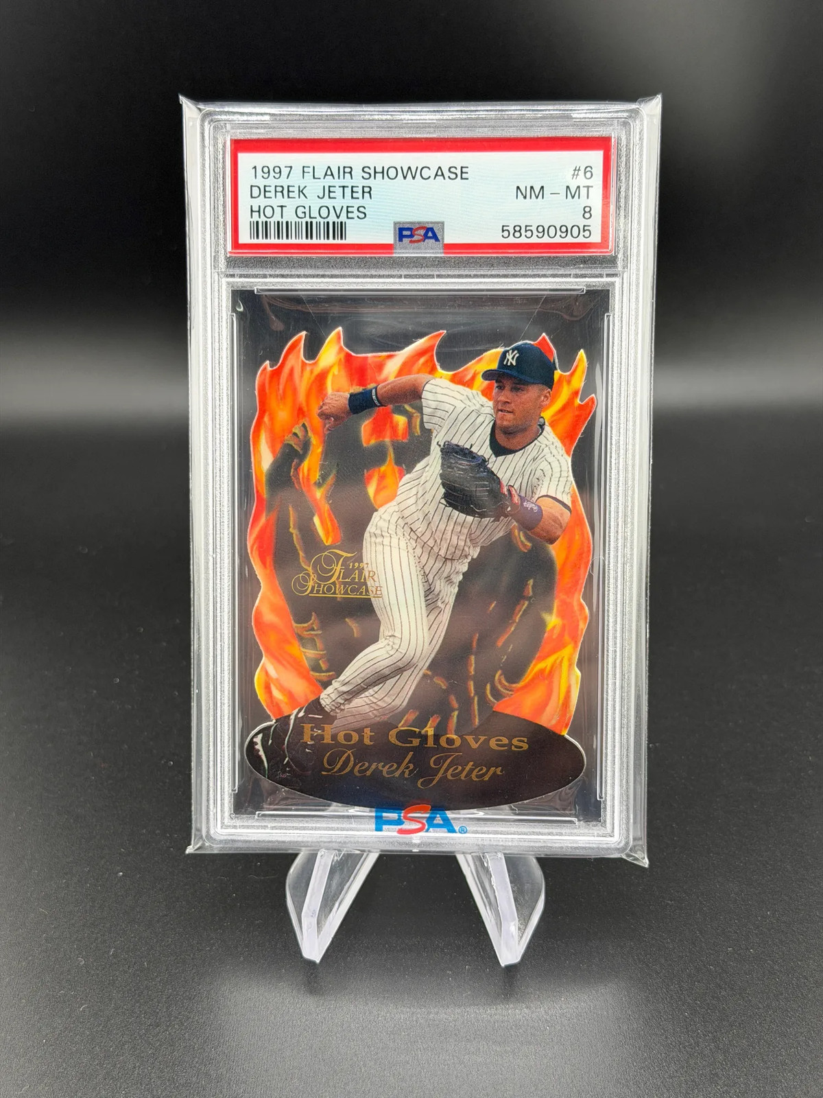 Derek Jeter 1997 Flair Showcase Hot Gloves Die Cut PSA 8 Yankees HOF