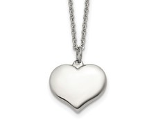 Stainless Steel Polished Heart Pendant with Chain 20.5 Inche 