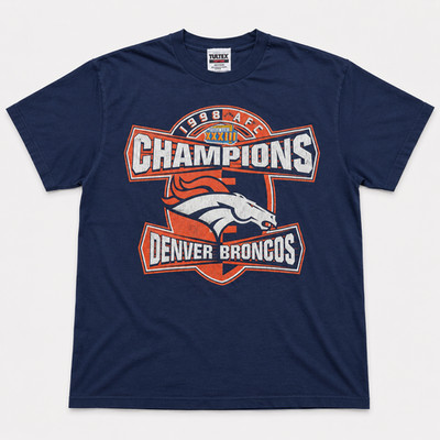 Denver Broncos Tultex Vintage T-Shirt SB XXXIII 33 Champions 1998 NFL Navy L