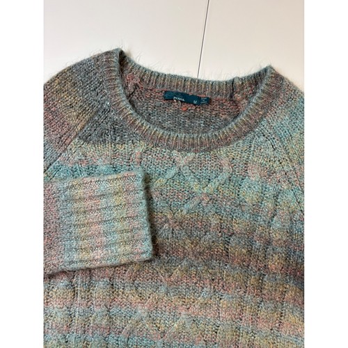 Prana Leisel Cable Knit Sweater Blue Green Pink Womens Medium