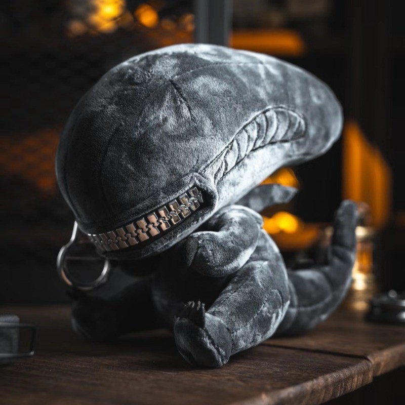 Juguete de Peluche Alien Cremallera Boca Figura Coleccionable Lindo Monstruo Gris Regalo Niños Muñeca