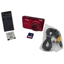 Nikon COOLPIX S6500 Red Compact Digital Camera 12x Zoom 16MP - Bundle Tested