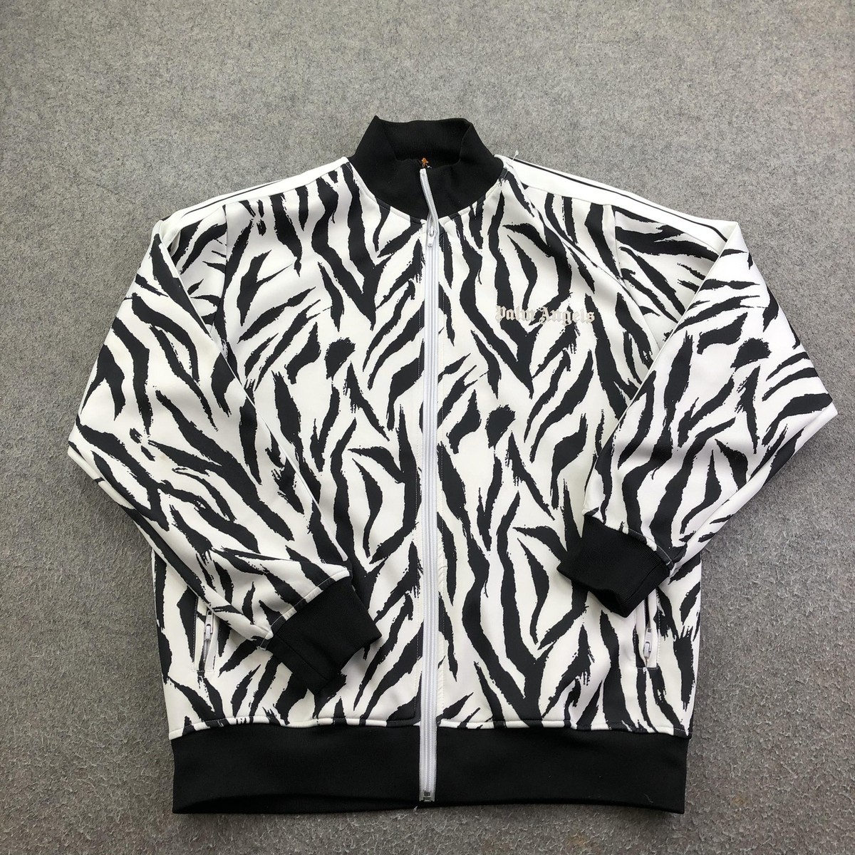 Palm Angels Jacket Mens Large White Zebra Track Full Zip Animal