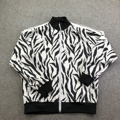 Palm Angels Jacket Mens Large White Zebra Track Full Zip Animal