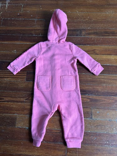 Carhartt Baby Girl Fleece Coveralls Pink 9M One Piece Hooded - Picture 5 of 5