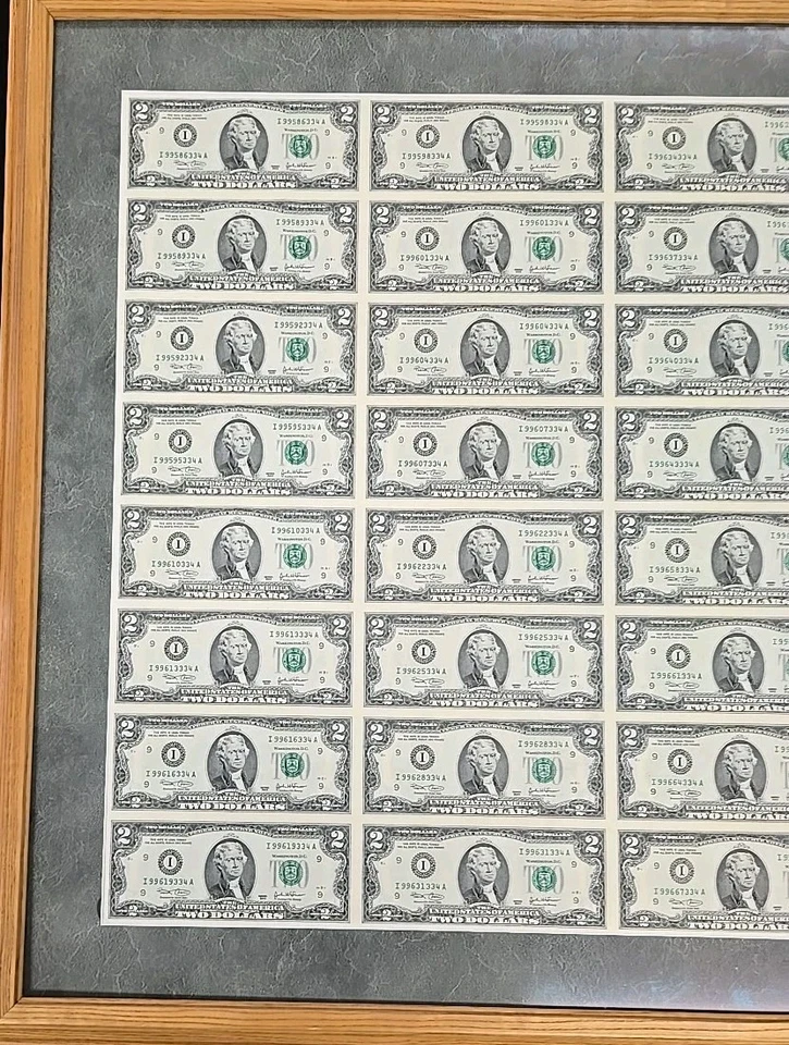 2003 $2 Minneapolis (32) Piece Full Sheet in Frame - Image 2 of 4