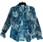 Coldwater Creek Women's Petite Blouse Top Cotton Silk Floral Print Size 6-8