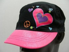 Peace and Love - Girl's Size Stretch Fit Cadet Style Cap Hat!