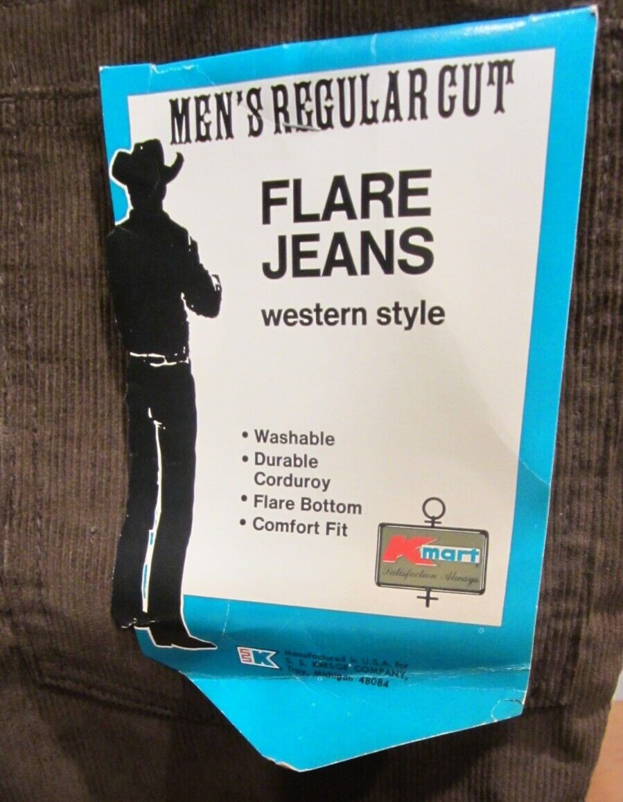 1970's NWT Men's KMart Brown Flare Corduroy Jeans 32 … Gem