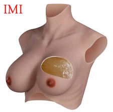 IMI Silicone Breast Plate Plus Size Breast Forms B-H Cup Crossdresser Fake Boobs