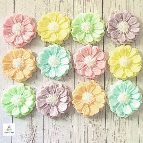 12 Pastel Edible Flowers Bouquet Cupcake Toppers Cake Decorations Wedding Baby eBay